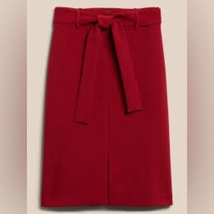 Banana Republic Belted Bistretch Pencil Skirt Red